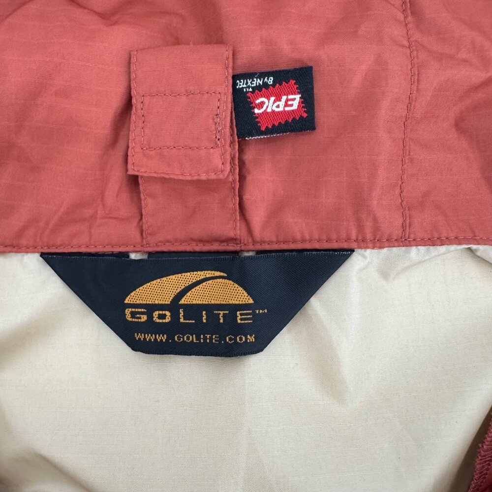 GoLite Womens Red & Beige Colorblock Hooded Jacket M Lightweight Windbreaker - Picture 11 of 15